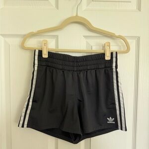 Adidas Black Athletic Shorts with White Stripes